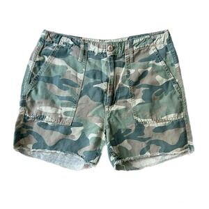 Mother The Shaker Chop Short Green Camo Cutoff Distressed Raw Hem Size 27